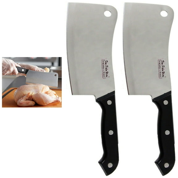 2 x 6-inch Meat Cleaver Knife Stainless Steel Professional Butcher Chopper Handle