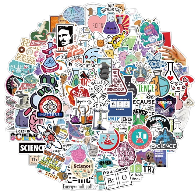 Pegatinas Science Lab, 100 unidades, química y física, impermeables
