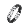 thumbnail image 1 of Pulsera Piel Hombre De Plata Regalos Hombre Para Hijo Negro Plata, 1 of 4