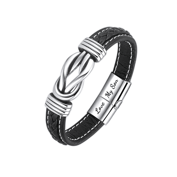 Pulsera Piel Hombre De Plata Regalos Hombre Para Hijo Negro Plata