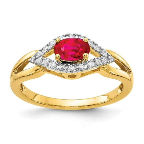 Primal Gold 14 Karat Yellow Gold Diamond and Ruby Ring