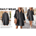 thumbnail image 4 of Women's Button Down Denim Shirt Dress Lantern Long Sleeve Tiered Baydoll Jean Mini Dress, 4 of 6