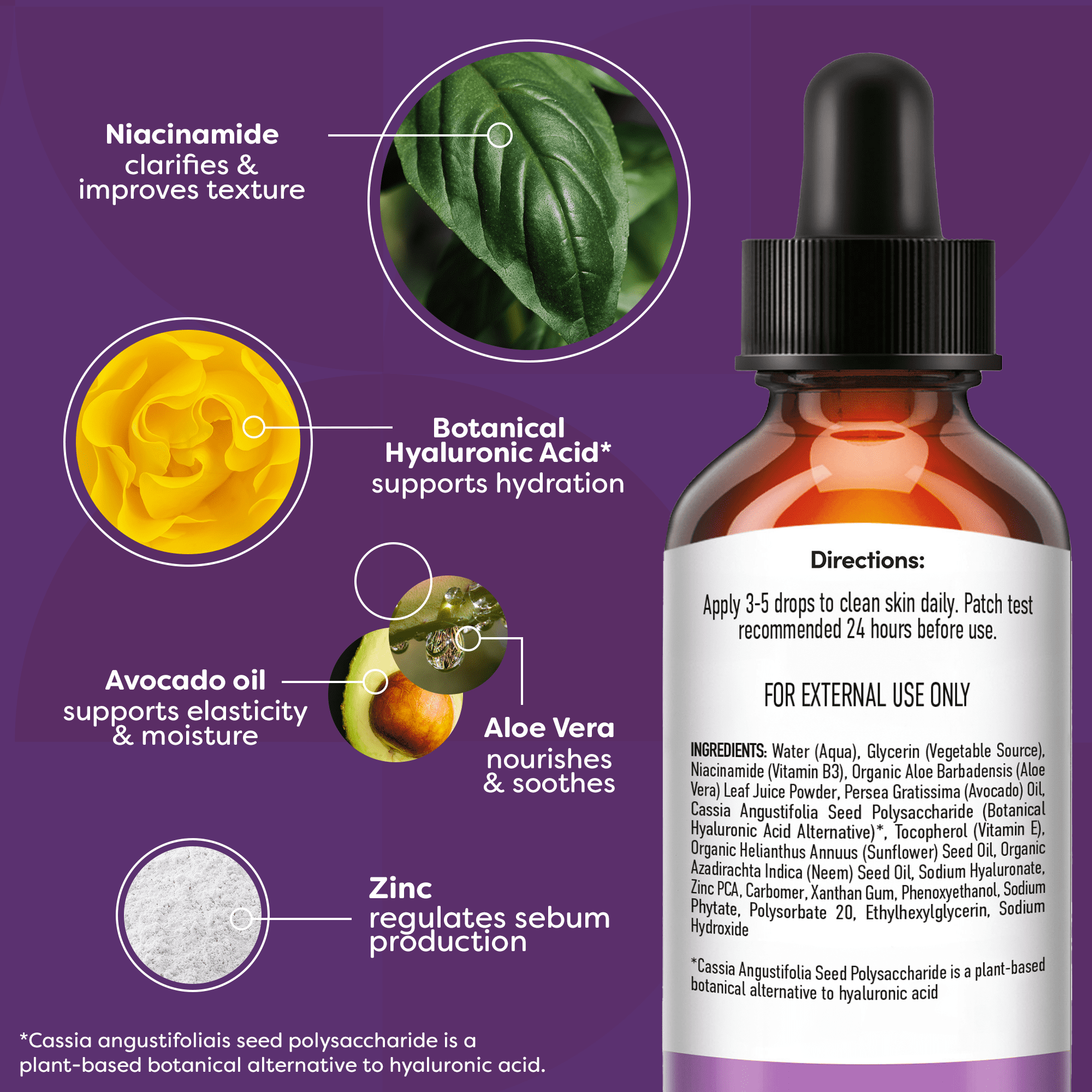 TruSkin Niacinamide Serum for Face with Zinc and Hyaluronic Acid, Clarifying and Brightening for Dull Skin, All Skin Types, 1 fl oz