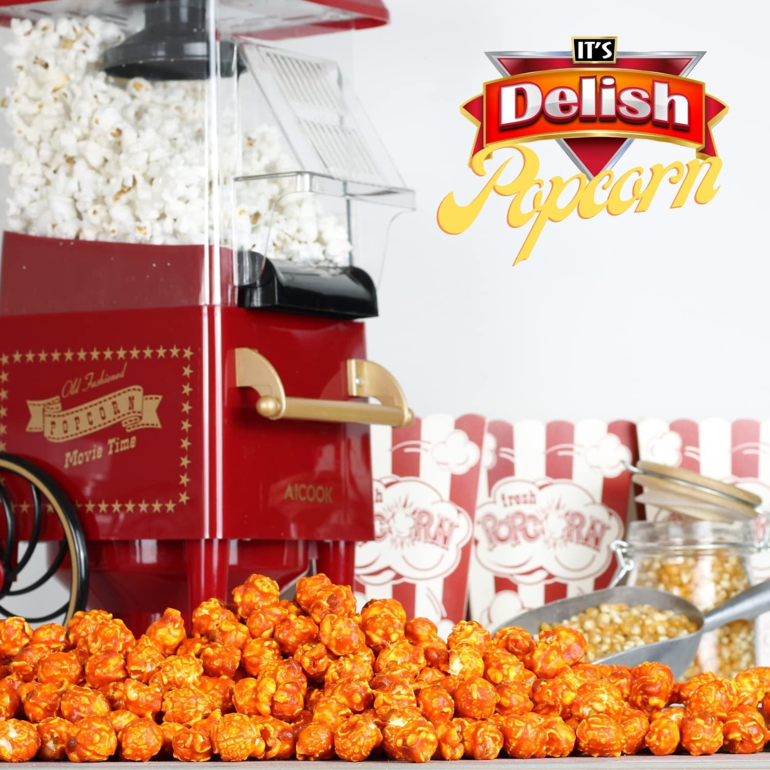Gourmet Orange Flavored Popcorn by It's Delish  1 lb Bulk Bag  Air Popped Pop Corn Snack - Fruity Orange Themed Candy Confetti  Birthday Party, Events  Gluten Free, Vegan, Kosher