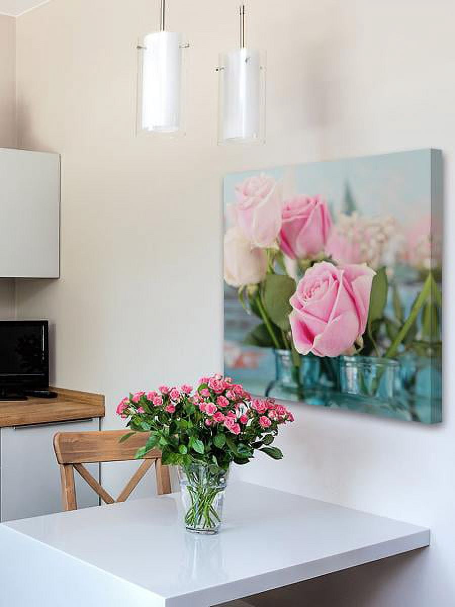 "Pink Roses" Painting Print on Wrapped Canvas