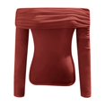 thumbnail image 4 of HNMKIU Women 2025 Fashion Clothes Long Sleeve Shirts Off Shoulder Tops Going Out Crop Slim Fitted Fall Outfits Red,M, 4 of 4