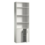 Mainstays Traditional 5 Shelf Bookcase with Doors, Soft White Finish