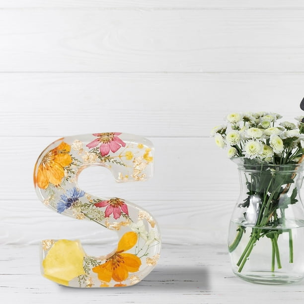 Lámpara de noche de resina con letras florales | Lámpara decorativa con flores para dormitorio, guardería y sala de estar | Regalo de decoración para mujeres, niñas y niños
