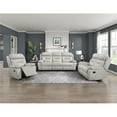 thumbnail image 2 of Lexicon Laconia Leather Double Reclining Sofa in Silver, 2 of 7