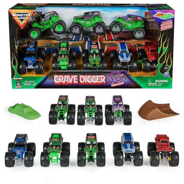 40 aniversario de Toy Monster Jam Grave Digger, paquete de 8 unidades, 1:64