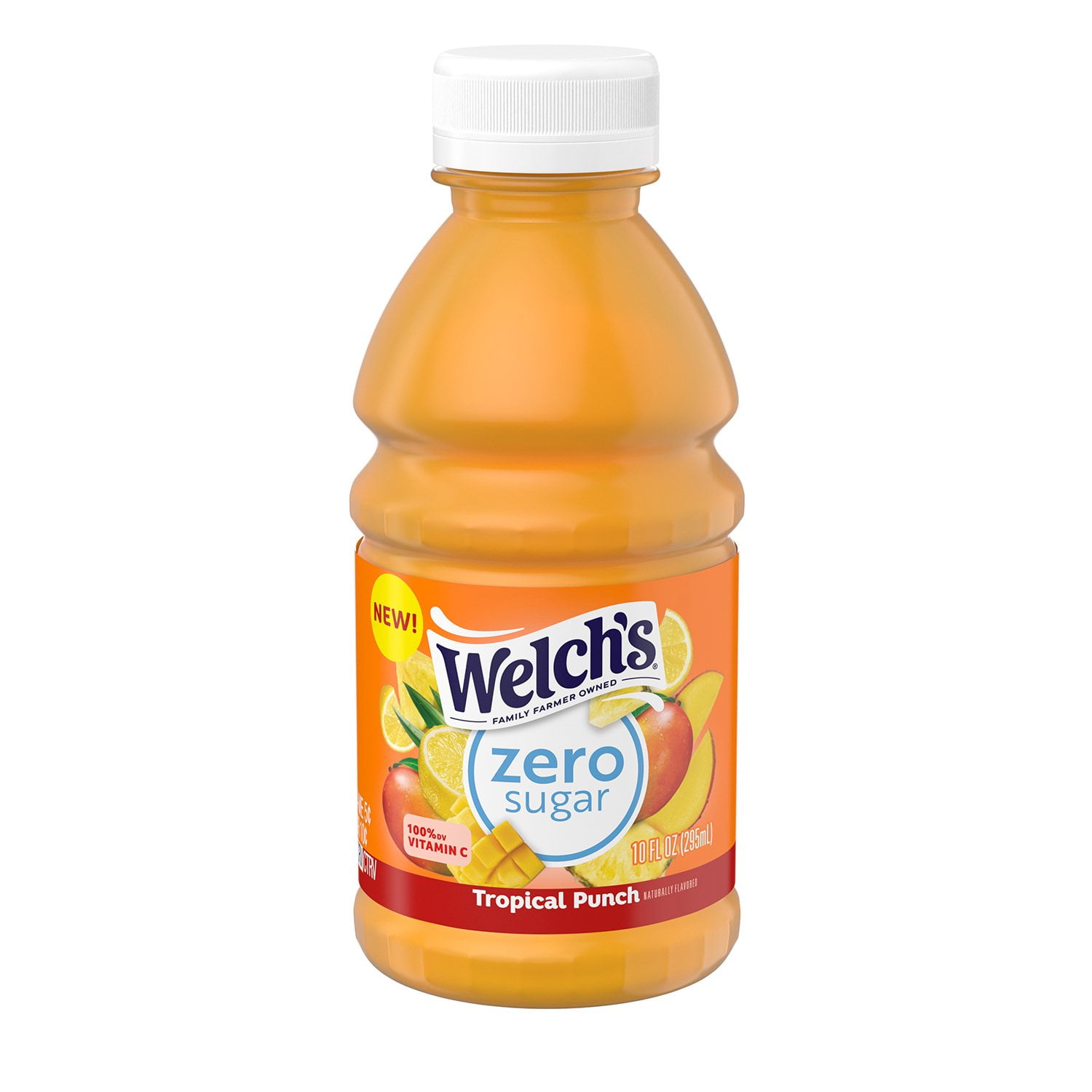 Welch's Zero Sugar Drink Variety Pack, Tropical Punch / Strawberry / Concord Grape, 10 fl oz On-the-Go Bottle (Pack of 24)