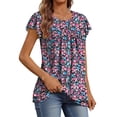 thumbnail image 4 of Fantaslook Womens Blouses Dressy Casual Pleated Tunic Tops Floral Ruffle Sleeve Summer Shirts, 4 of 9