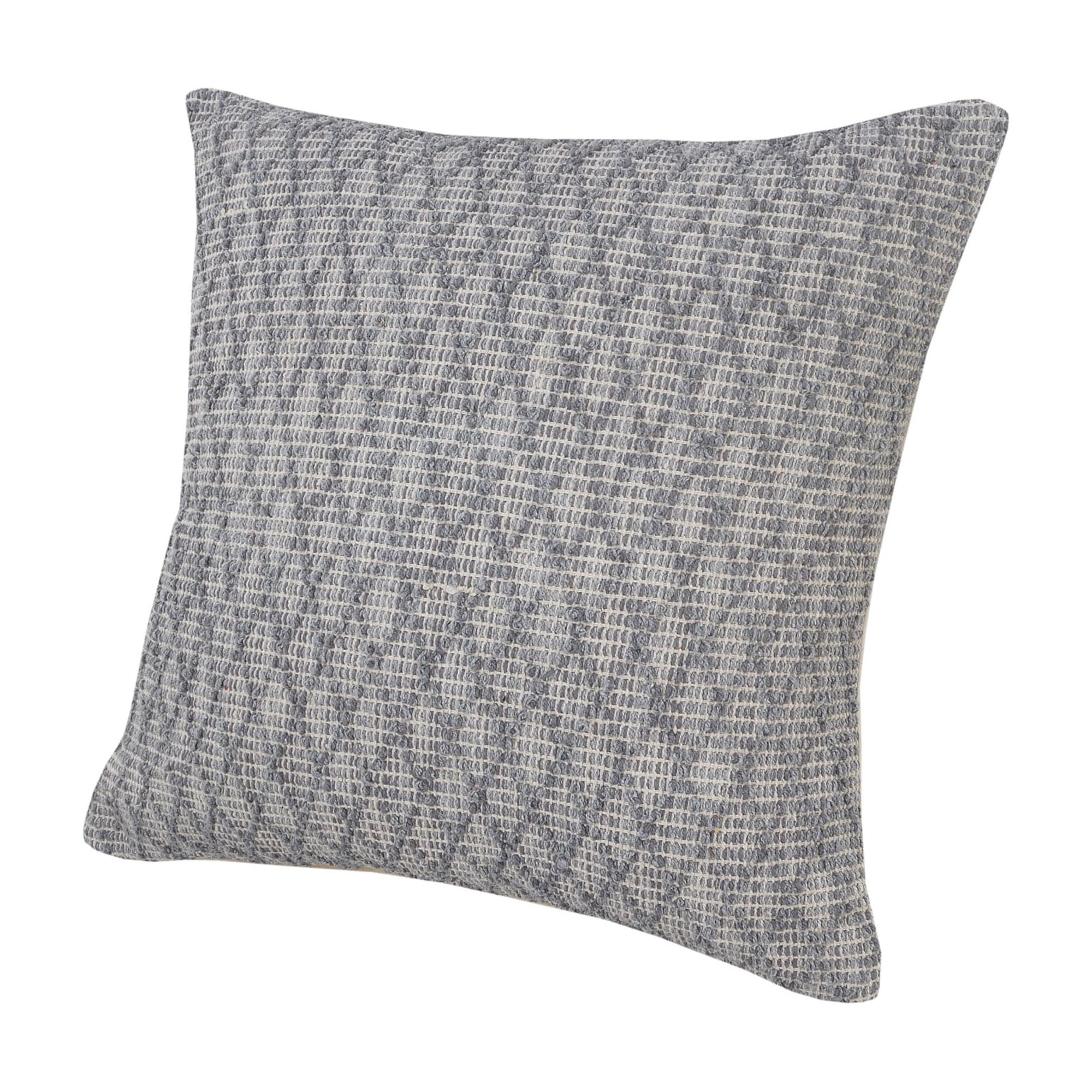 Laddha Home Designs Handwoven Over Tufted Diamond Cotton Throw Pillow Cover - 20" - Gray