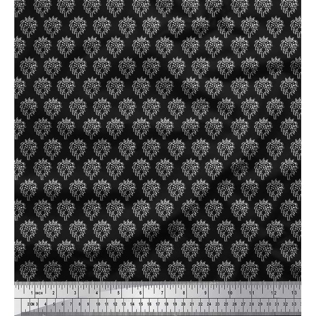 Soimoi Rayon Fabric Floral & Flying Swan Block Printed Craft Fabric by The Yard 42 Inch Wide