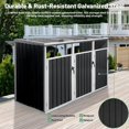 thumbnail image 4 of 77 Cu.Ft Outdoor Storage Shed, 3 Trash Cans Storage Cabinet with Lockable Doors, Heavy Duty Metal Garbage Bin Shed for Garden Backyard, Grey, 4 of 7