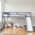 thumbnail image 2 of Tcbosik Low Loft Bed Twin Size with Slide and Ladder, Wood Bed Frame with Safety Guardrail, No Box Spring Needed, Grey, 2 of 11