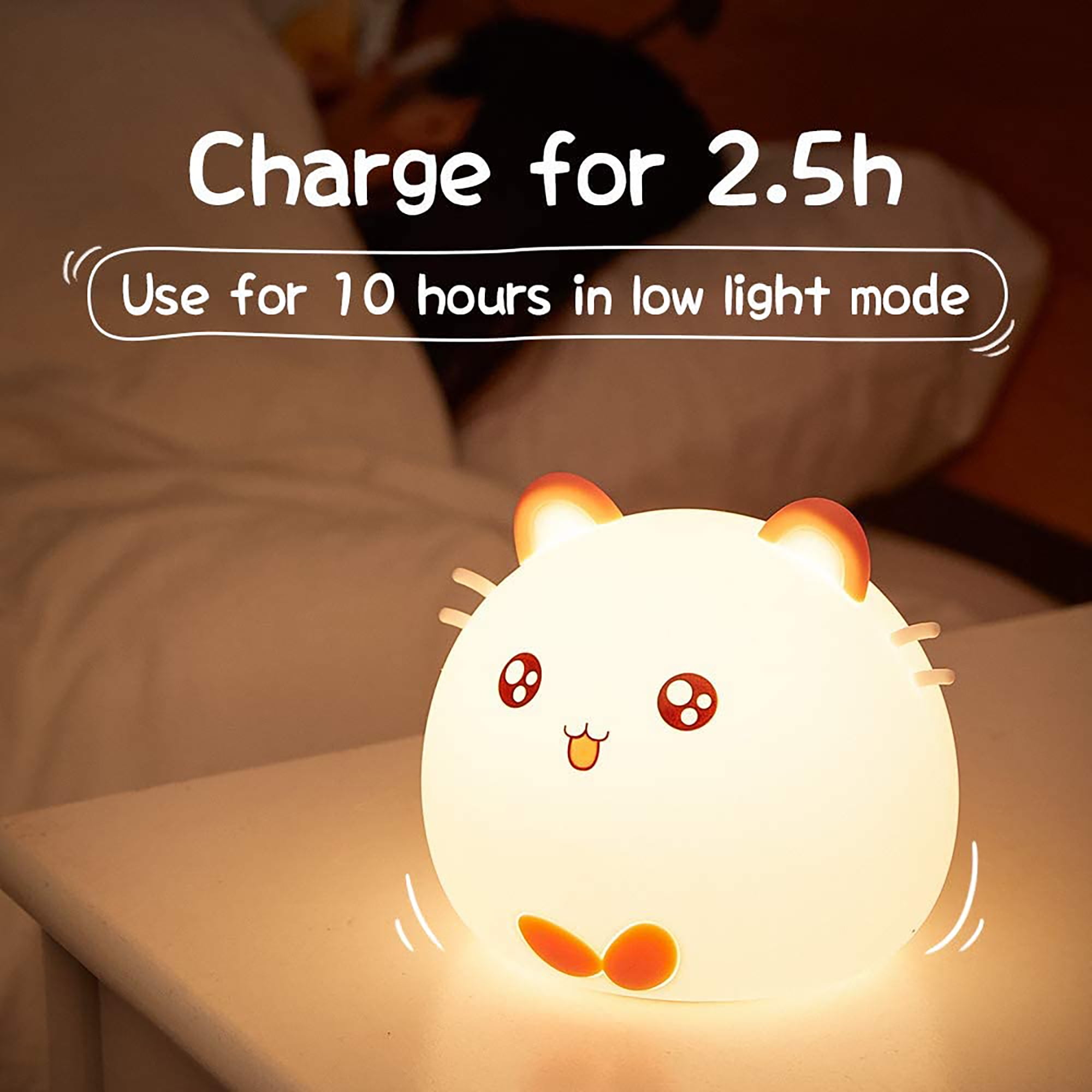 Cute Kitty Night Light,Valentine Gifts For Kids,Squishy Cat Nightlight For Toddlers,Baby,Teen Girl,Color Changing Animal Silicone Lights,Portable And Rechargeable Light Up Lamp,Kawaii Room Decor Stuff 