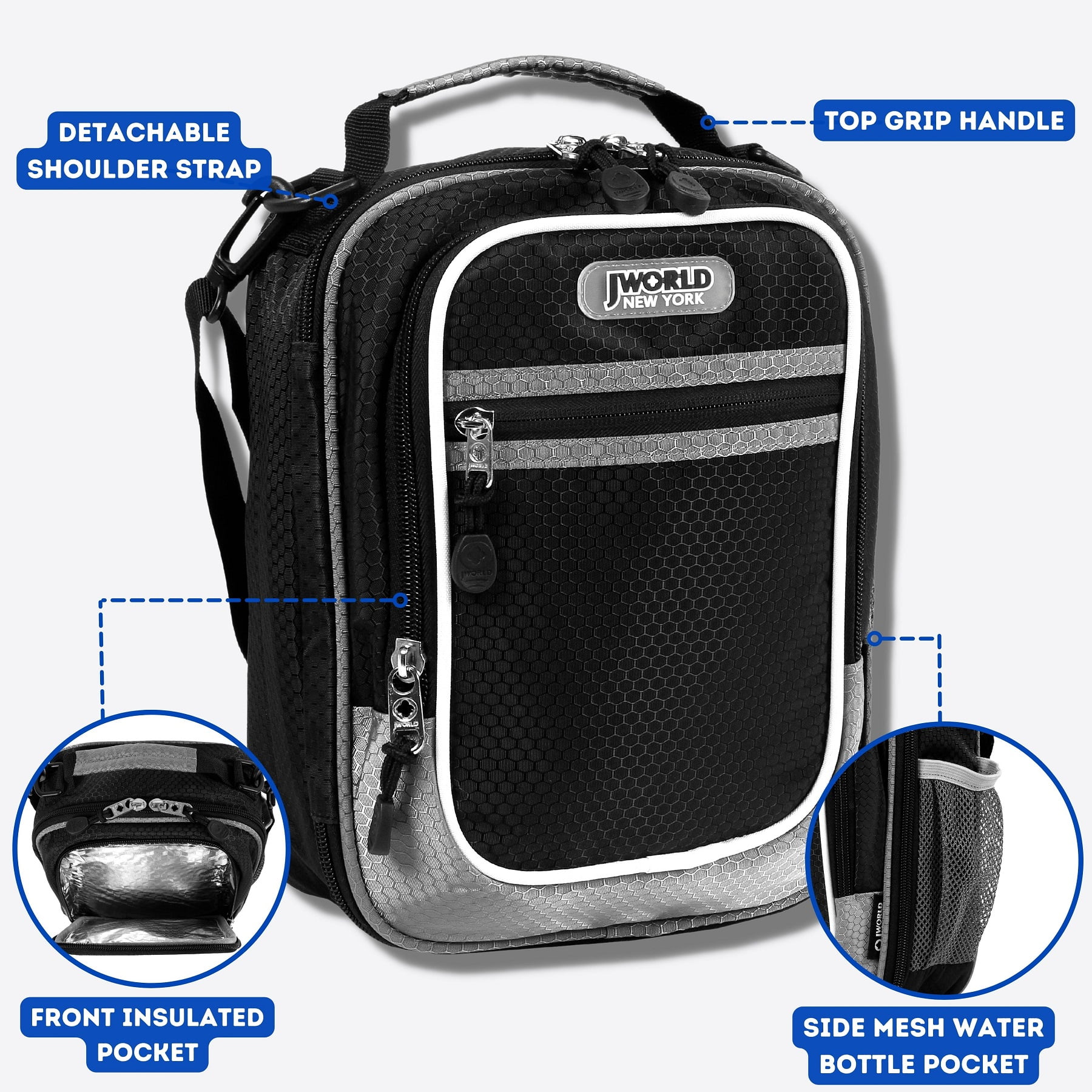 J World Cara Multi compartment Insulated Lunch Bag with Shoulder