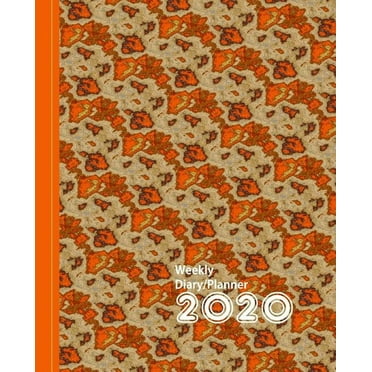 Planners One Year 2020: Orange Abstract Fashion Design: Diary Weekly Spreads January to December (Series #1) (Paperback)