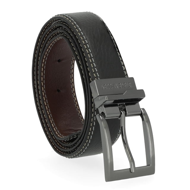 Cinturón Steve Madden vestido casual de cuero negro/marrón para hombre