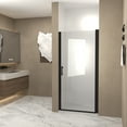 thumbnail image 2 of 28"x 72" Pivot Shower Door, Matte Black Aluminum Frame, Half Frame ,1/4"(6mm) Tempered Glass Explosion Proof Film,Stainless Steel Handle, 2 of 16