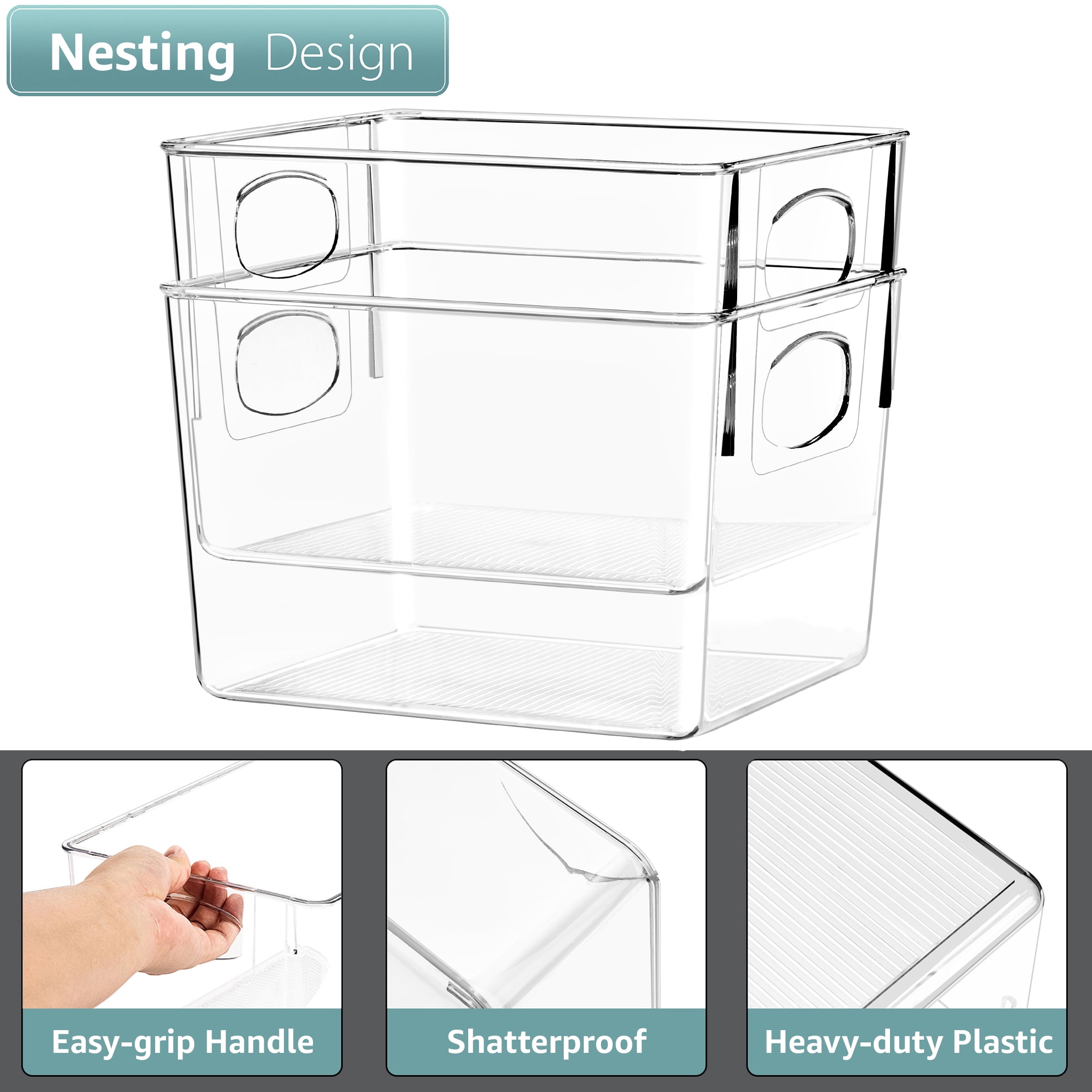 Sorbus Clear Plastic Storage Bins - Kitchen, Pantry, Cabinet, Fridge, and Refrigerator Organizer (8-Pack)