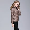 thumbnail image 3 of Ikevan Women Light Outerwear Solid Hooded Zippers Pocket Coat Down Jackets, 3 of 6