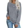 thumbnail image 2 of Tiqkatyck Women Summer Tops Clearance, Womens Tunic Tops Long Sleeve High Low Casual Shirts Blouses Fall Winter, Sweatshirt for Women, Tops for Women Trendy Grey M, 2 of 9