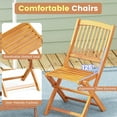 thumbnail image 6 of Costway 3 PCS Acacia Wood Patio Bistro Set Folding Table & Chairs Set with Cushions Beige, 6 of 11