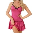 thumbnail image 2 of Feancey Womens Cute Nightgowns Sleeveless Sweetheart Night Dress Milk Silk Casual Tiered Hem Sleepshirts Adjustable Spaghetti Straps Mini Dresses Summer Sales Hot Pink M, 2 of 8