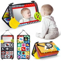 Baby Toys 6-12 Months - Tummy  Play Time Mirror Toys with Cloth Books & Teethers -Newborn Baby Sensory Toy Gifts