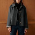 thumbnail image 2 of Unir Casual Turn-Down Collar Short Jacket for Women, Button Front, Relaxed Fit Everyday Polyester Outerwear with Pockets, 1 Piece, S-XXL, Plus Size Friendly, 2 of 6