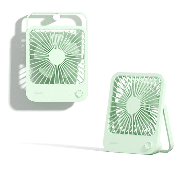 Ventilador de Escritorio Recargable, 4500mAh, Plegable 180°, 4 Velocidades, Batería Xtellar verde
