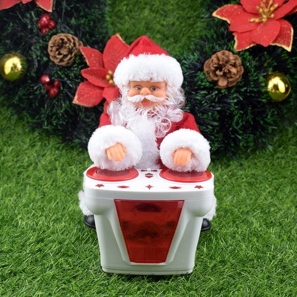 Uuiauoio Animated Singing Santa Claus Toy with Dancing Motion and Light Up Drums for Holiday Festive Home Decorations