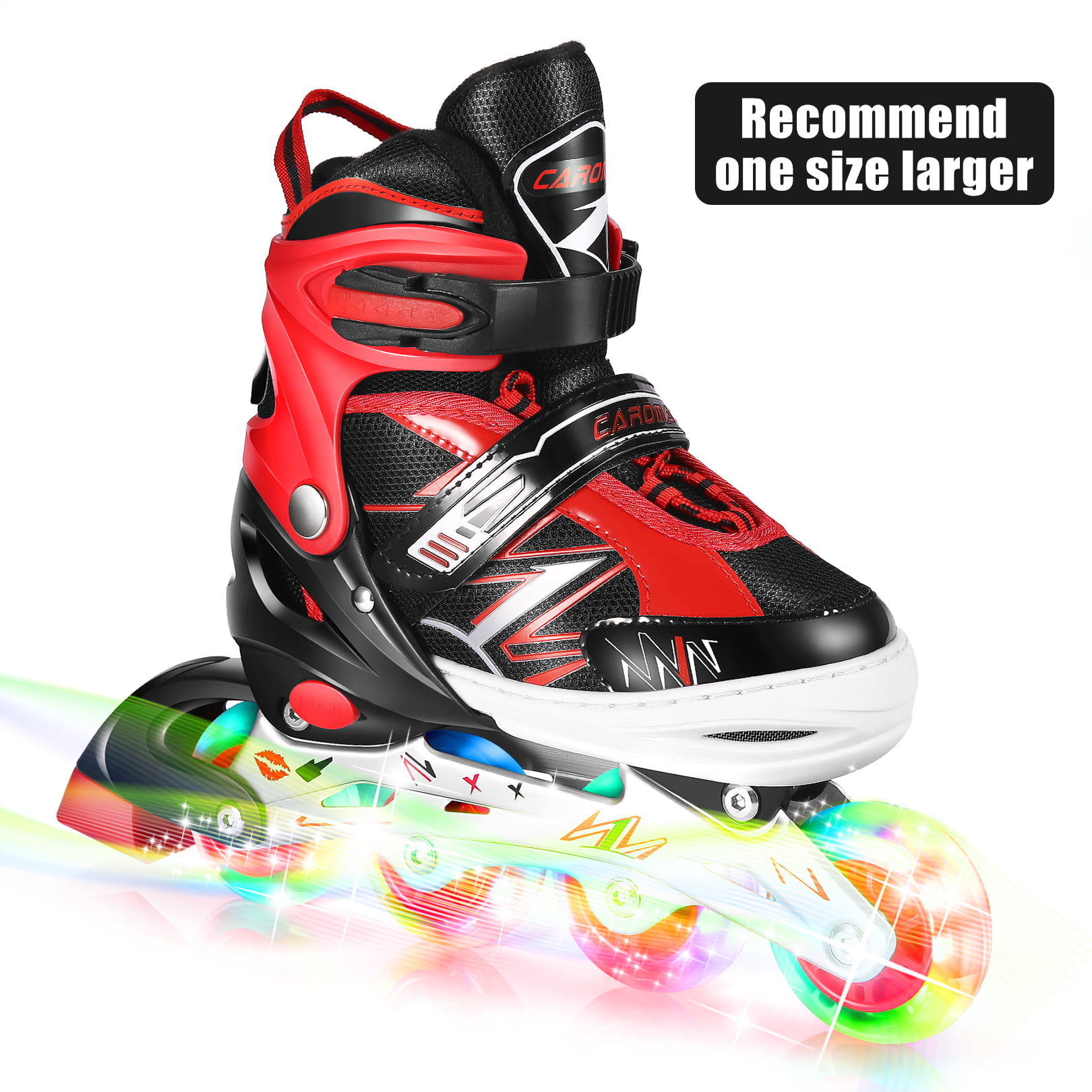 Kids Inline Skates with 4 Illuminating Wheels Adjustable Roller Blades Xmas Gift 