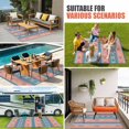 thumbnail image 4 of Blue Pink Boho Outdoor Rug for Patio/Deck/Porch, Non-Slip Large Area Rug 3 x 5 Ft, Country Ethnic Abstract Geometric Striped Indoor Outdoor Rugs Washable Area Rugs, Camping Rug Carpet Runner, 4 of 8