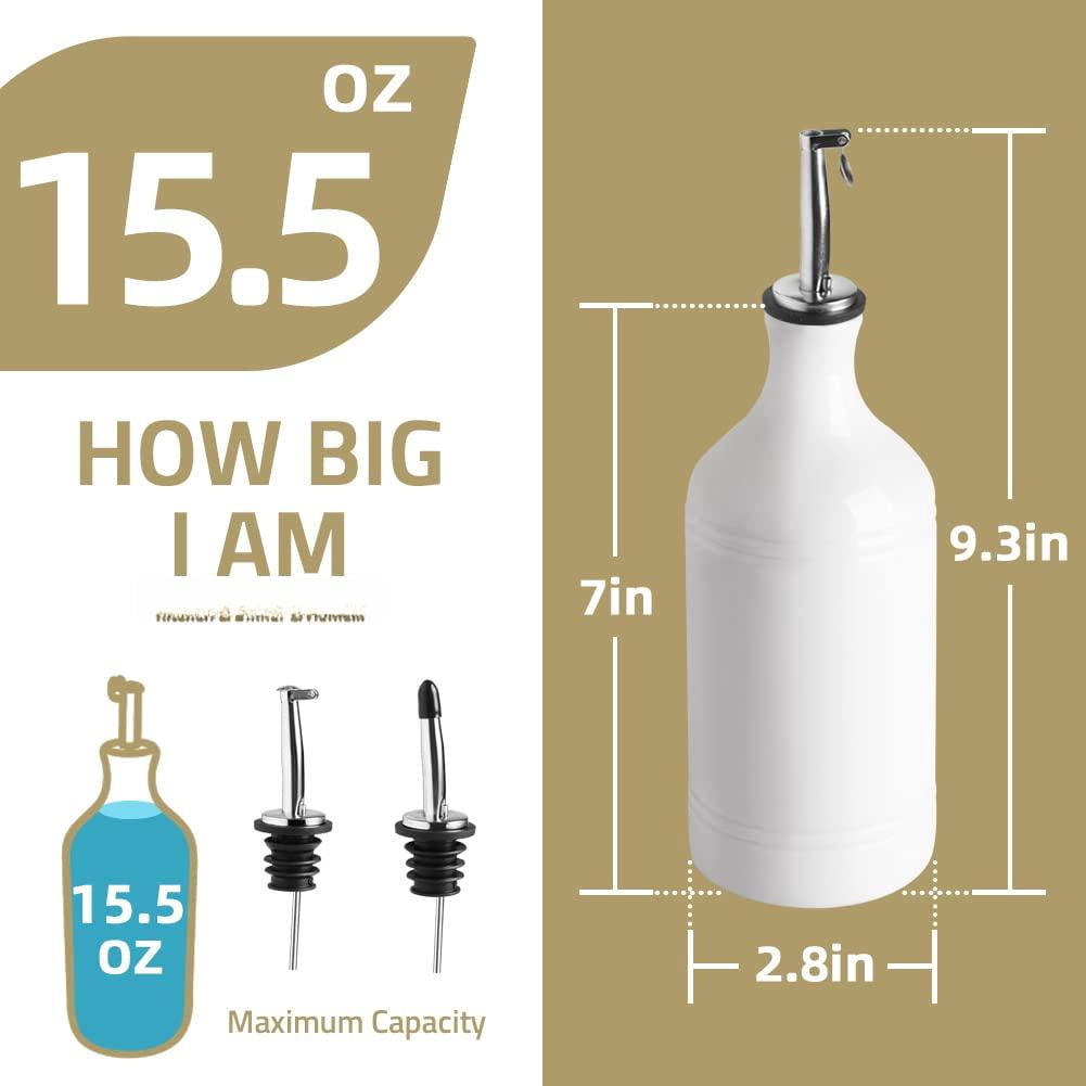 Ceramic Olive Oil Dispenser Bottle  Opaque Cruet Protects To Reduce Oxidation Suitable For Storage Vinegar Coffee Syrups & Other Liquids Pack Of 1 15.5 Fl Oz (fog Blue)