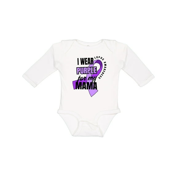 Inktastic I Wear Purple For My Mama Lupus Awareness Boys or Girls Long Sleeve Baby Bodysuit