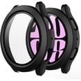 thumbnail image 1 of KOMI Lot de 2 Étui de Protection d'Écran Rigide en PC avec Verre Trempé, Compatible pour Samsung Galaxy Watch 6 40mm, Ultra-Mince Résistant aux Rayures Antidérapant pour Galaxy Watch6, Noir, 1 of 5