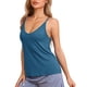 thumbnail image 4 of Camisetas sin mangas de mujer INSPIRE CHIC, pijamas de capa base, tirantes de espagueti, tops de tanque de sueño en V, color azul pavo real, 4 of 6