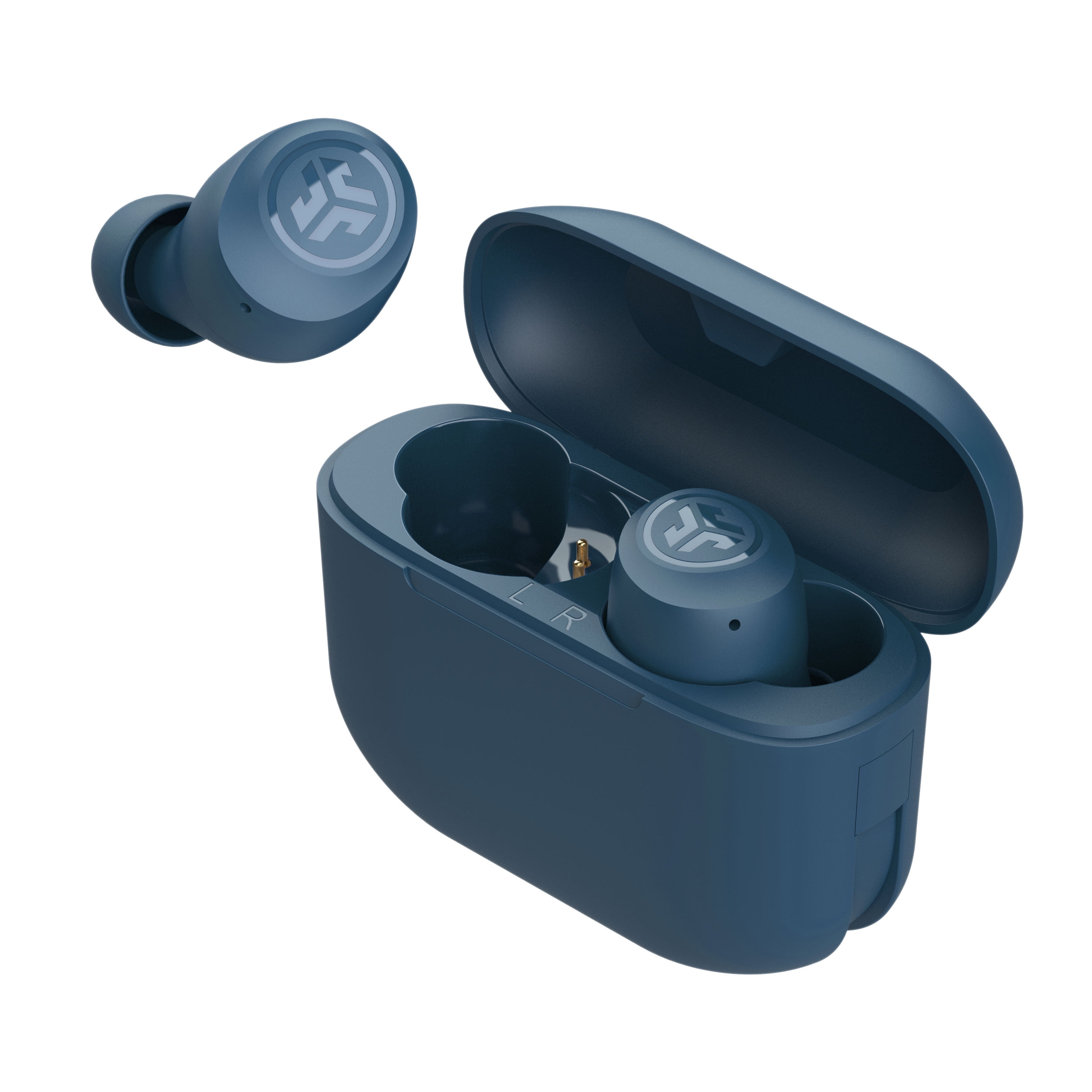JLab Go Pop+ True Wireless Earbuds, Navy, Bluetooth, IPX4, Be Aware Mode, Customize Sound, Controls