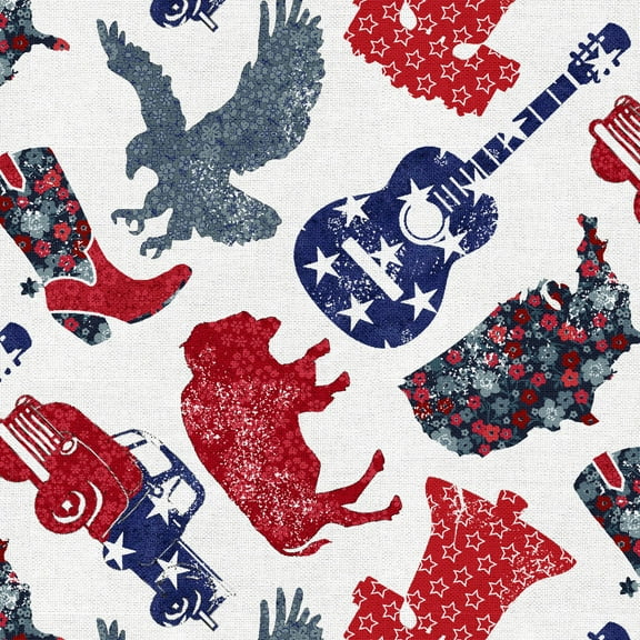 Fabric Editions 42" Cotton Americana Sewing & Craft Fabric 8 yard bolt, White