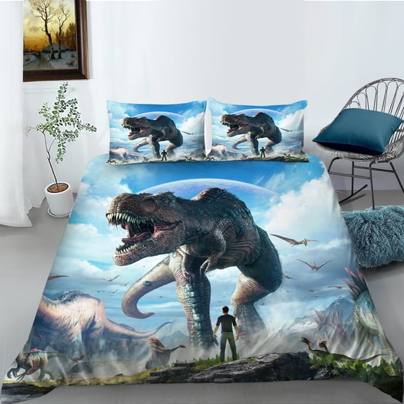YJHDM Tyrannosaurus Rex Bedding Set 3D Original Animal Duvet Cover Pillowcases 2/3pcs for Boys Men