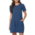 thumbnail image 3 of Meichang Tshirt Dress Women Casual Short Sleeve Mini Dresses Summer Loose Fit Pockets Crew Neck Short Beach T Shirt Dress, 3 of 8
