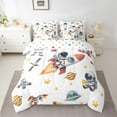 thumbnail image 2 of Feelyou Cartoon Astronaut Kids Bedding Comforter Set 7 Pieces, Kawaii Outer Space Full Bedding Set, Planet Stars Print Reversible Fitted Sheet Flat Sheet, Breathable Home Decor, 2 of 7