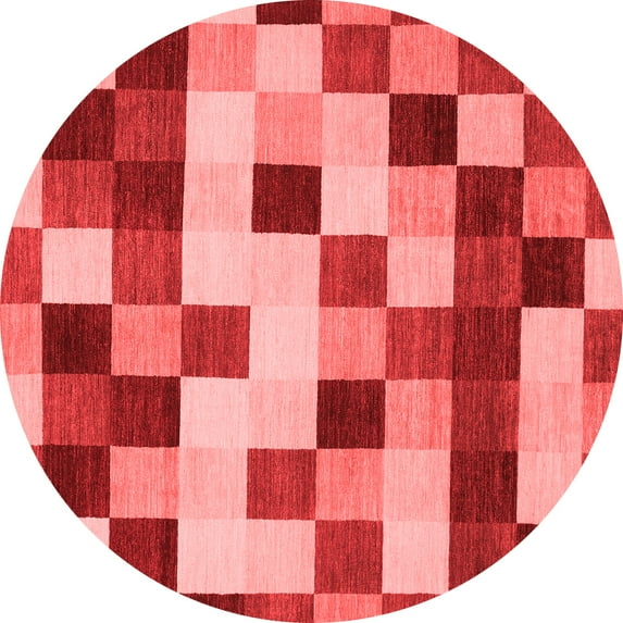Ahgly Company Indoor Round Abstract Red Modern Area Rugs, 7' Round