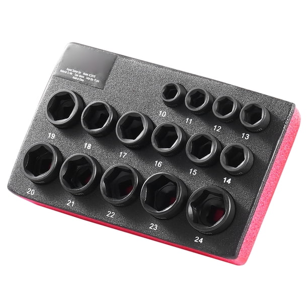 Juego de vasos de impacto VEVOR, 15 piezas, 6 puntas, 3/8", kit de herramientas de trinquete con punta