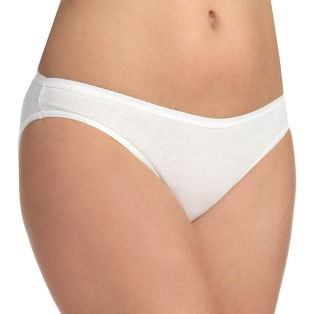 Fruit Of The Loom Women`s 3 Pack Cotton White Bikini Panty, 7, White