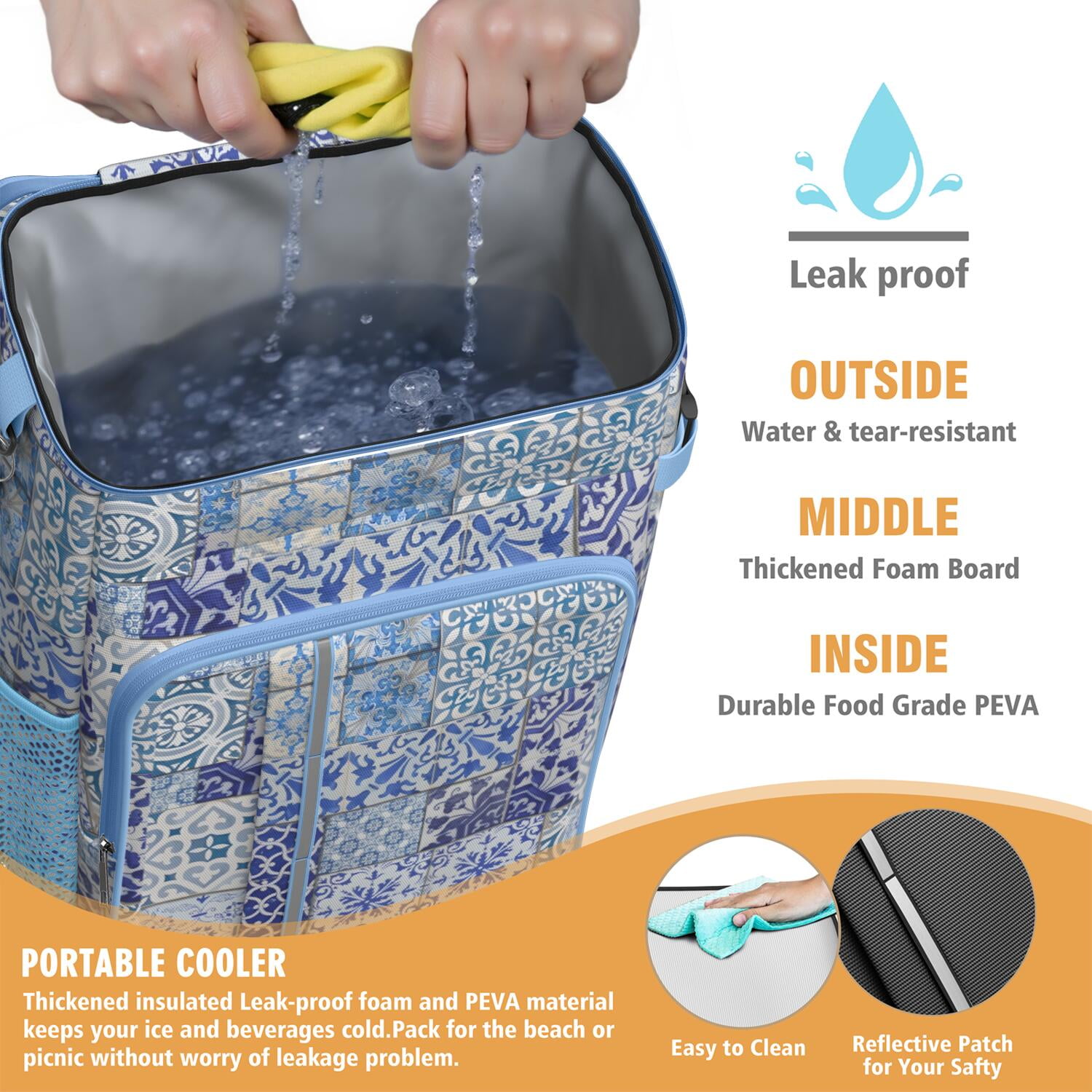 Travel Cooler Bag - Boho Bohemia Flower Camping Beer Cooler Backpack with Bottle Opener- Waterproof Insulated Picnic Backpacks - Cooler Bag for Beach