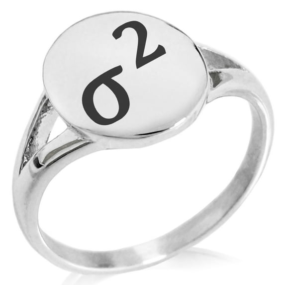 Stainless Steel Variance Mathematical Minimalist Oval Top Polished Statement Signet Ring